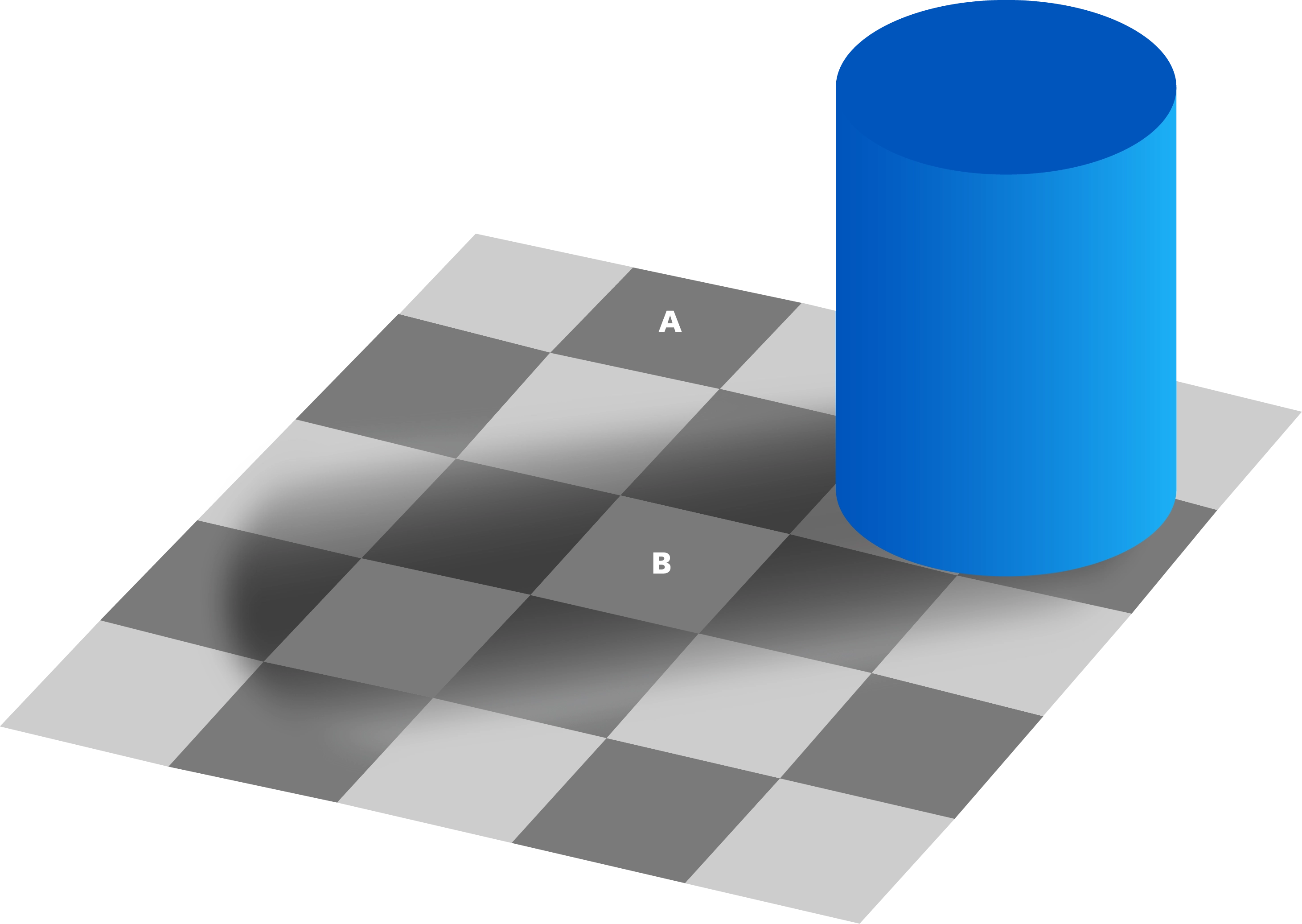 Checkerboard with cylinder casting shadow